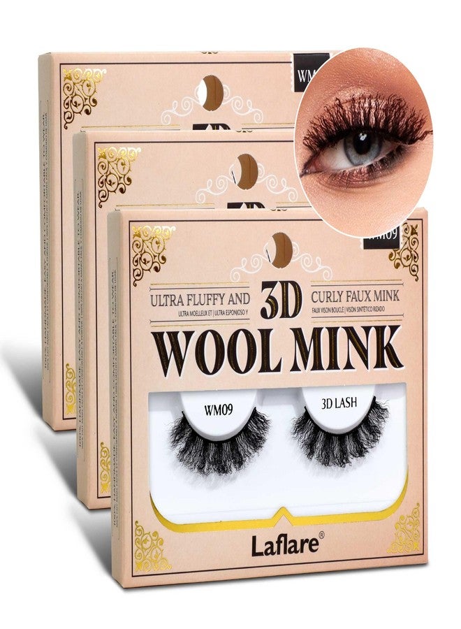 Laflare Wool Curl Faux Mink 3D Eyelashes | Lightweight, Reusable | Ultra Fluffy, Frizzy Curly | Unique & Trendy Look Eyelashes. (LFWM-WM09) - Image 1